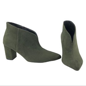 🆕 Halston NYC Olive Green Vegan Suede Booties